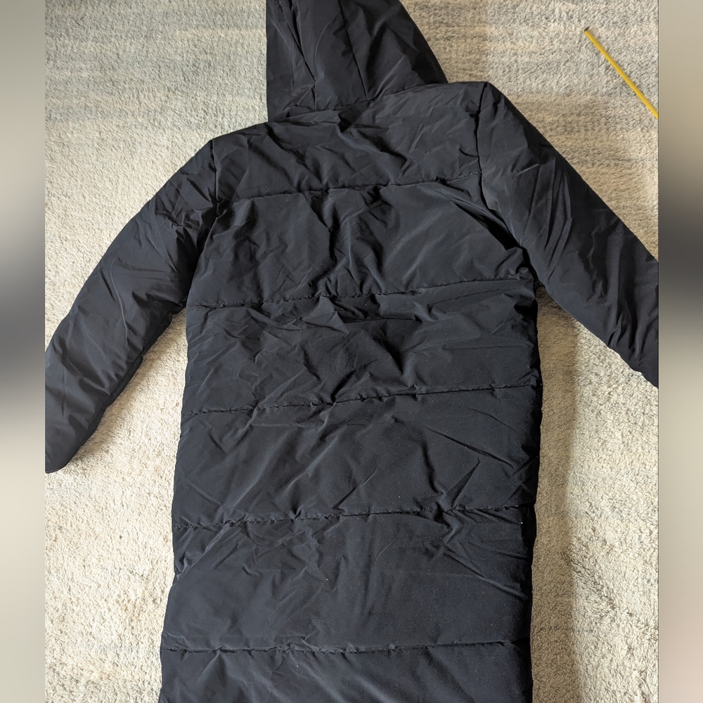 Men's Black Hooded Long Puffer Coat - Picture 10 of 11